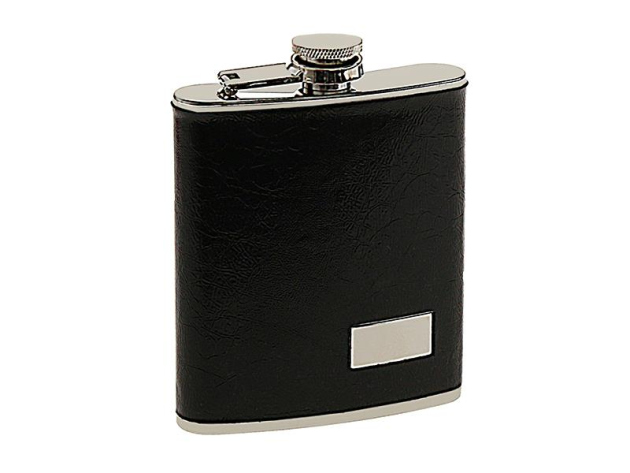 Flask "Leather optic w/ texture" black 7oz