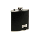 Flachmann "Lederoptik-Textur" Schwarz 7oz