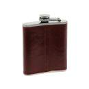 Flachmann "Lederoptik-Textur" Rotbraun 7oz