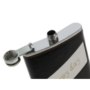 Flachmann "Happy Day - Lederoptik-Textur" Schwarz 8oz