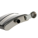 Flachmann "Happy Day - Lederoptik-Textur" Schwarz 8oz