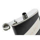 Flachmann "Happy Day - Lederoptik-Textur" Dunkelbraun 8oz