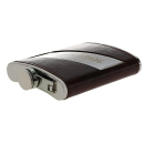 Flachmann "Happy Day - Lederoptik-Textur" Braun 8oz