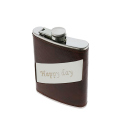 Flachmann "Happy Day - Lederoptik-Textur" Braun 8oz