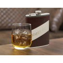 Flachmann "Happy Day - Lederoptik-Textur" Braun 8oz