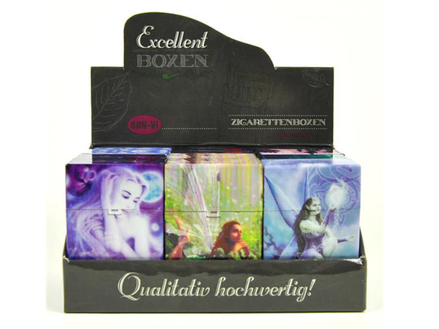 Zigarettenboxen "Elfen", Füllmenge: 21 Zig., 12er Display, mit einer Tast-Funktion