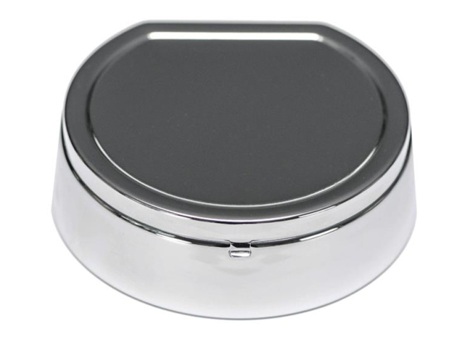 Aschenbecher Chrom mit Deckel, rauchfrei, 14 x 4,5 cm