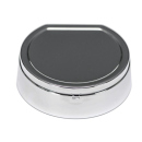 Aschenbecher Chrom mit Deckel, rauchfrei, 14 x 4,5 cm