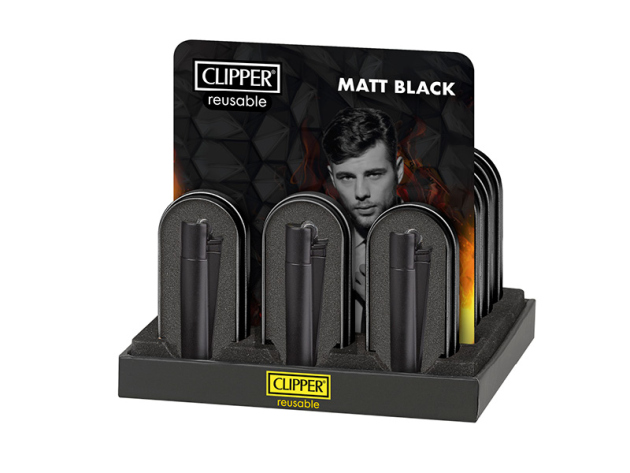 Clipper Metal Large ALL BLACK MATT, 12er Display