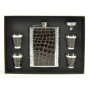 Flachmann "Chrom-Kroko" 8oz Geschenkset...