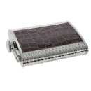 Flachmann "Chrom-Kroko" 8oz Geschenkset incl. 4 Trinkbecher und 1 Trichter