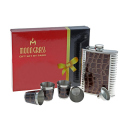 Flachmann "Chrom-Kroko" 8oz Geschenkset incl. 4...