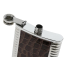 Flachmann "Chrom-Kroko" 8oz Geschenkset incl. 4 Trinkbecher und 1 Trichter