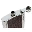 Flachmann "Chrom-Kroko" 8oz Geschenkset incl. 4 Trinkbecher und 1 Trichter