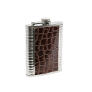 Flachmann "Chrom-Kroko" 8oz Geschenkset incl. 4 Trinkbecher und 1 Trichter