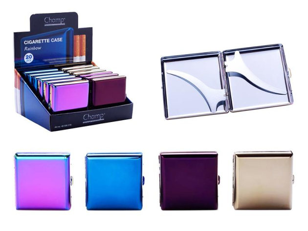 Zigarettenetui "Rainbow" für 20 Zig., mit Spange, 12er Display