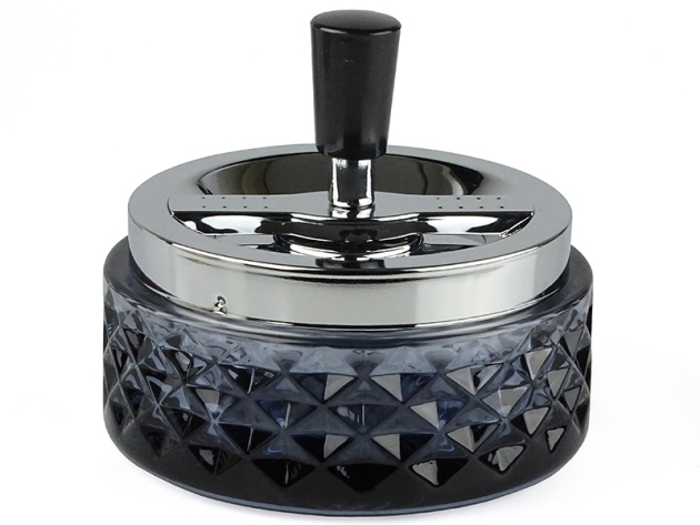 Drehaschenbecher "Glas" Schwarz, Ø 11,9 cm