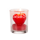 Heart-Shaped Candle in Glas with decoration, 6 x 5 cm, 3 colours assorted, 12 pcs. Display