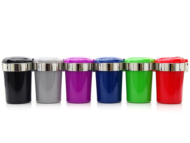 Autoaschenbecher "Farbig" mit LED, 11 x 7,5 cm, 6-Farbig sortiert, 6er Display