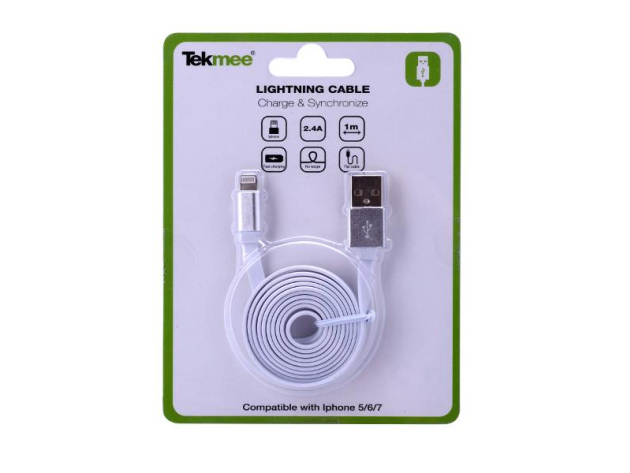 Tekmee Ladekabel USB auf Lightning, 1m, weiss