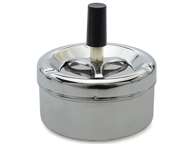 Drehaschenbecher "Metall silber" Ø11cm