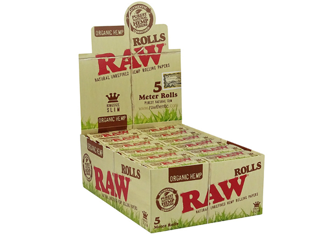 RAW Rolls Organic Hemp, 24 Rolls each 5 meters