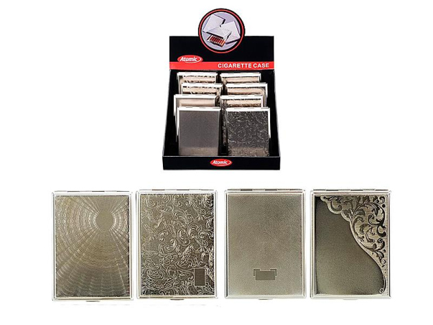 Cigarette Case display 8x "Silver" with rubber band, capacity: 18 cigs.