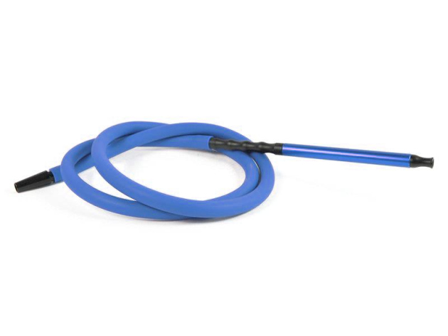 Shishaschlauch Gummi und Metall, Blau, auseinanderbaubar 1,82 m