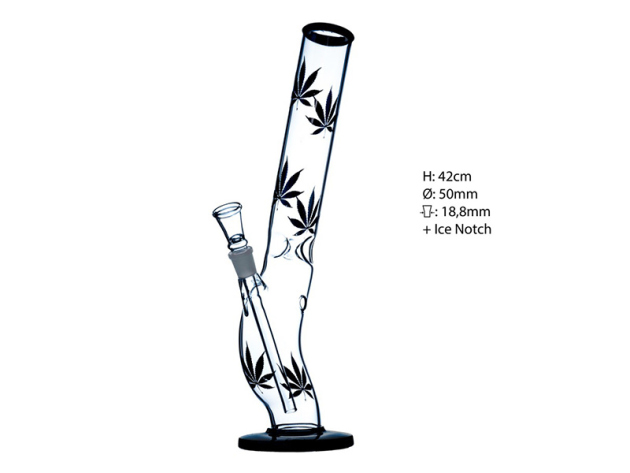 Glass Bong Leaves S- shaped, 42cm