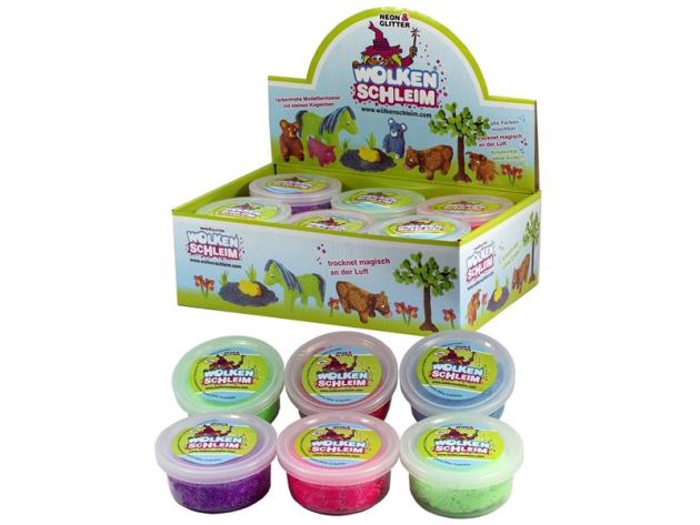 Cloud Slime "Neon-Glitter" 6 colours assorted, 12 x 35g, 12p Display