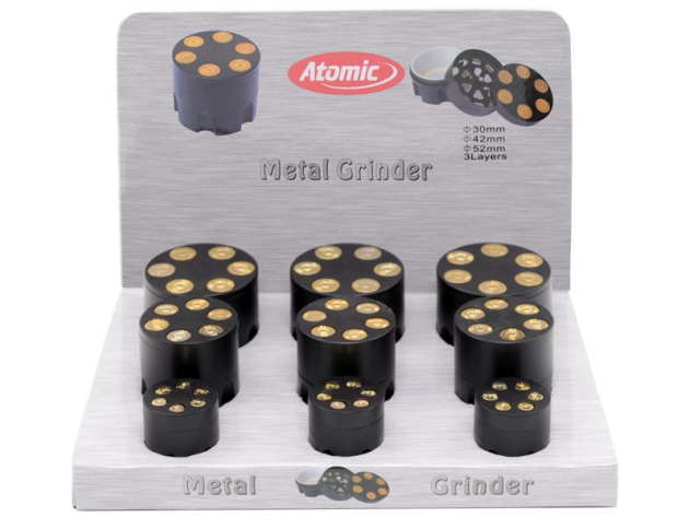 Grinder "Revolvertrommel" 3-tlg., 3 Größen, Ø 30, 42 und 52 mm sortiert, 9er Display