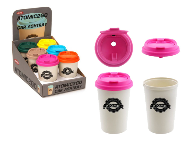 Autoaschenbecher "To Go" 6-farbig sortiert,Ø 7,5 cm, 6er Display