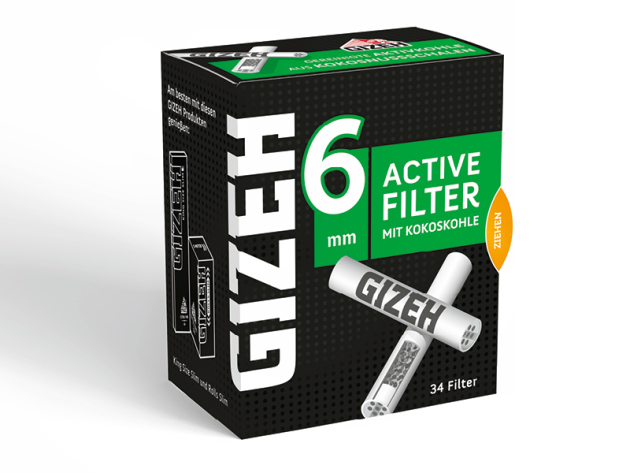 Gizeh Black Filter Active-Charcoal 6mm, 34 pieces
