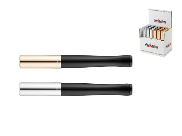 Denicotea Cigarette Holders Ejector Chrome/gold 24p display