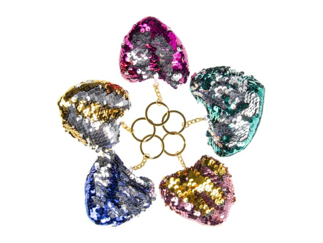Sequins Heart Key Chain 12 pcs. Set
