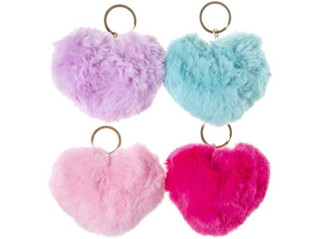 Herz Schlüsselanhänger fluffig, 12er Set