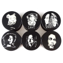 Grinder "Bob Marley" 4-tlg., Schwarz, 37 x 50 mm; einzeln