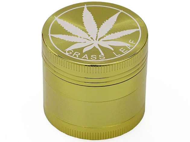 Grinder "Grass Leaf" 4-tlg., gold, 37 x 40 mm