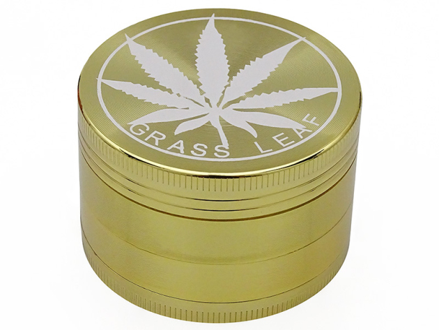 Grinder "Hanfblatt" 4-tlg., Gold, 34 x 51 mm