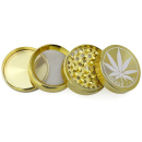 Grinder "Hanfblatt" 4-tlg., Gold, 34 x 51 mm