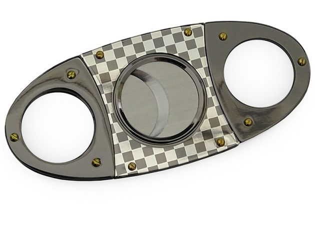 Zigarrenabschneider "Anthrazit-Silber", doppelte Klinge, 95 x 40 mm