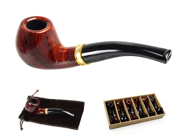 Tobacco Pipe, wooden, plastic mouthpiece, 9mm Filter