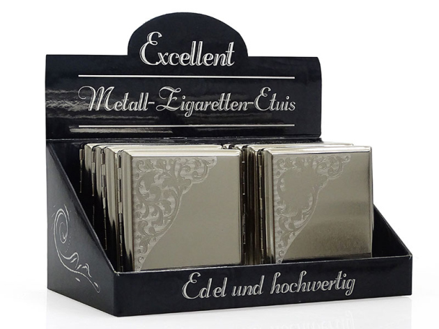 Cigarette Case display 8x "Classic" with clasp, capacity 20 cigarettes
