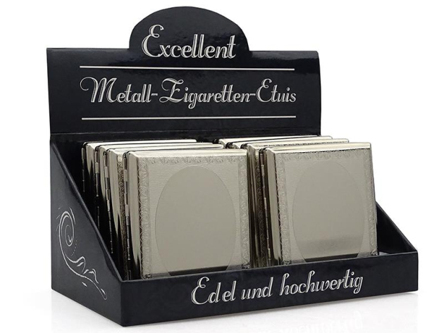Zigarettenetui "Barock Metall" für 20 Zig., mit Spange, 8er Display