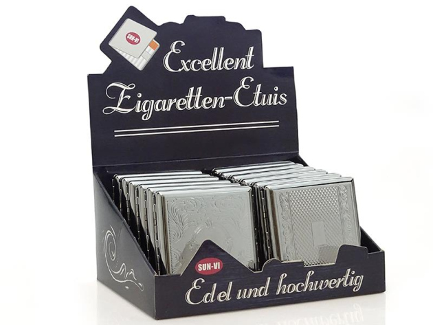 Zigarettenetui "Classic Metall" für 20 Zig., mit Spange, 12er Display