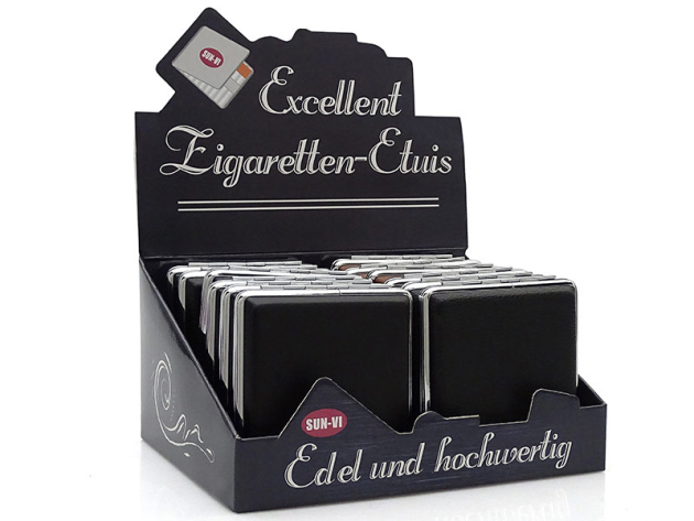 Zigarettenetui "Gentleman" für 20 Zig., mit Spange, 12er Display