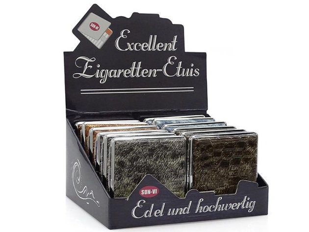 Zigarettenetui Display 12x "Wild" mit Gummiband, für 20 Zig.