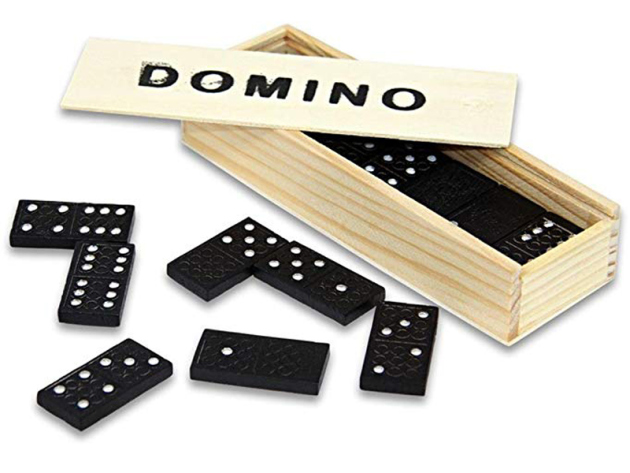Holz Dominospiel in Holzschachtel, 15x5x3cm, 28-teilig
