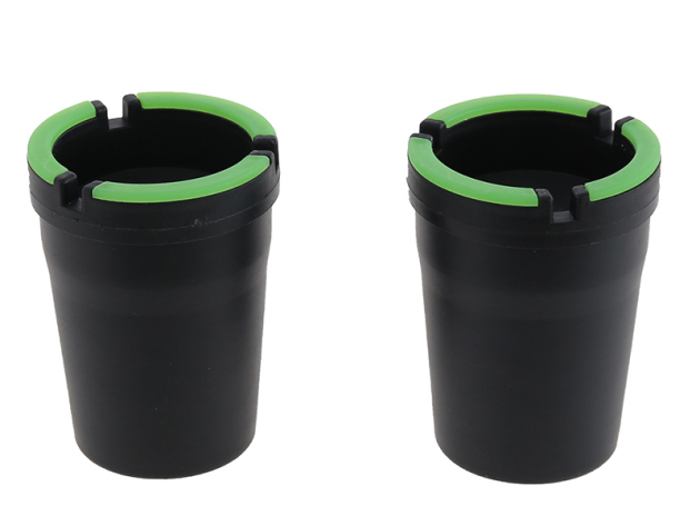 Autoaschenbecher "Schwarz mit Leuchtstreifen" 2er Set