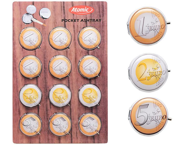 Taschenascher "Euro" Ø 4,8cm, 12er Display